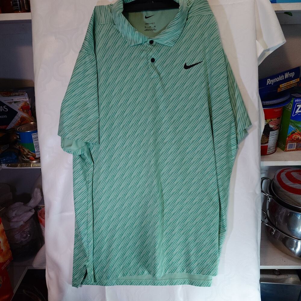 Nike Golf Polo Shirt Mens XL Vapor green Striped Dri-Fit The Phoenician